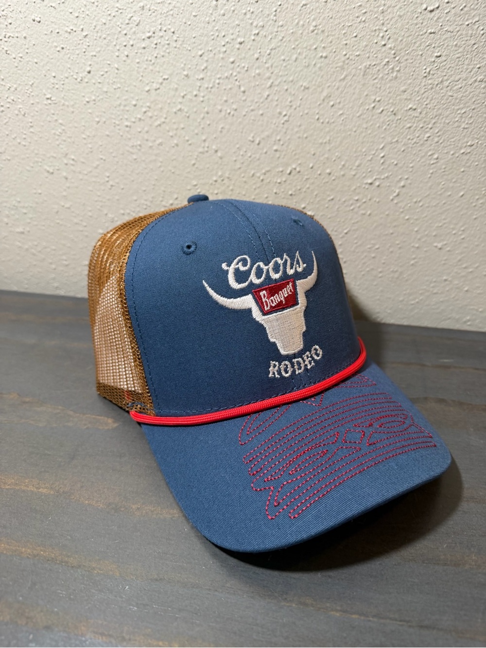 Coors Rodeo Trucker Hat in Blue and Brown with Red Trim NEW 🆕 with tags 🏷️